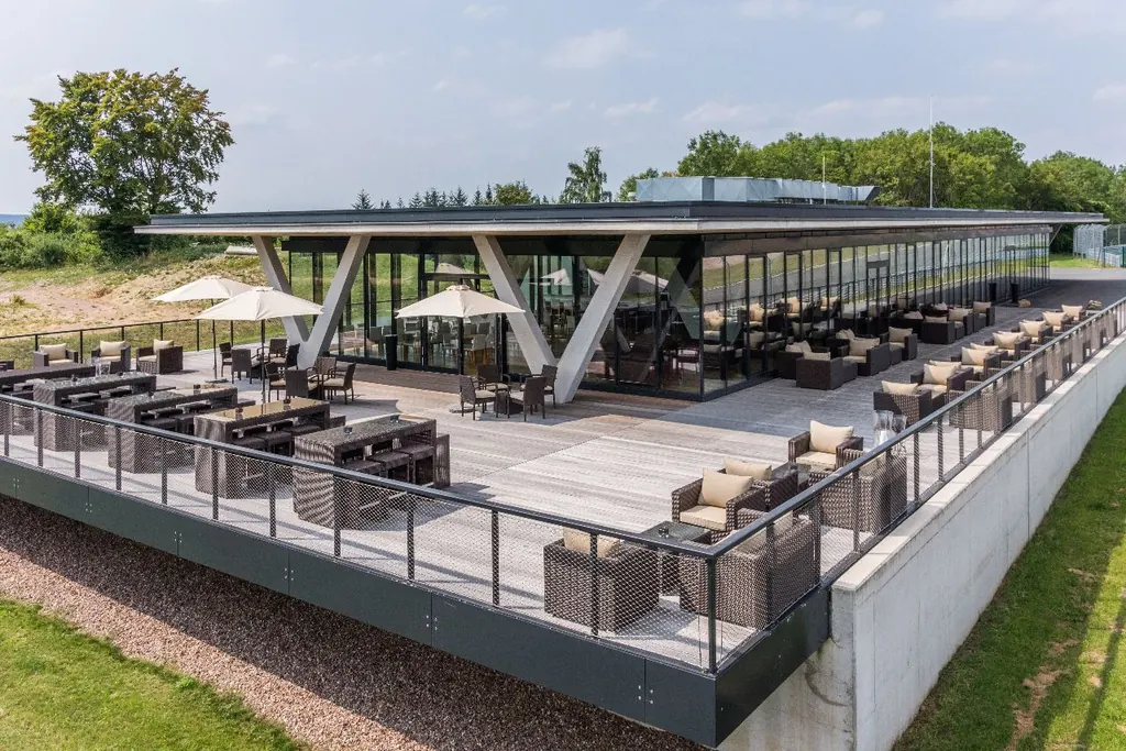 Clubhouse terrace next to a circuit