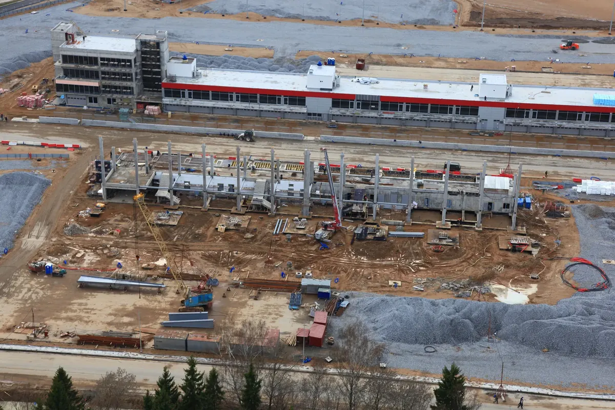 Circuit construction site with grandstand
